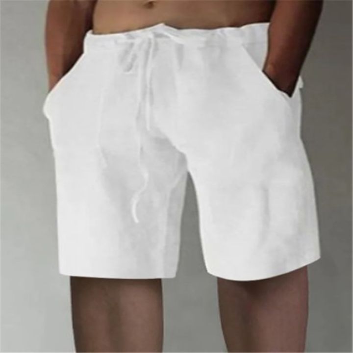 New%20Men's%20Linen%20Short%20Shorts%20Drawstring%20Pants%20Male%20Men%20Summer%20Cotton%20Breathable%20Solid%20Color%20Shorts%20Trousers%20Clothing%20Streetwear%20-%20Image%202
