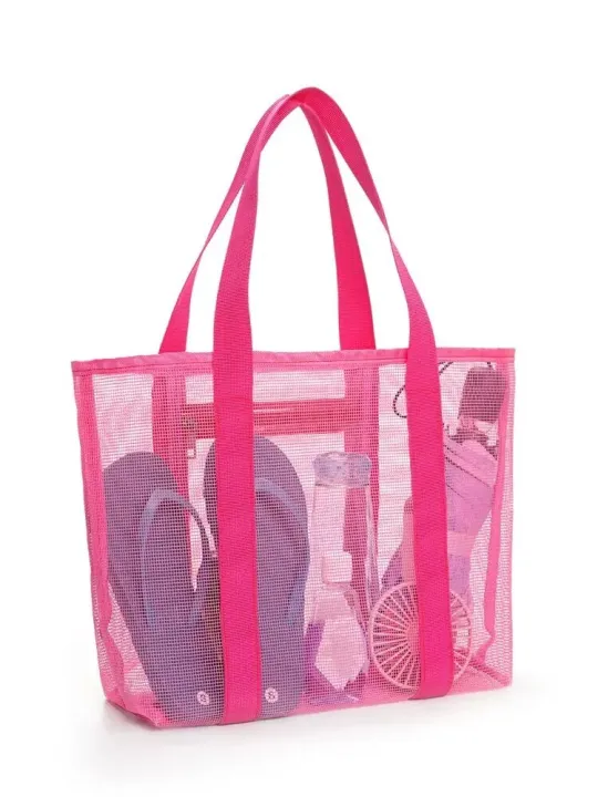 Pink%20Fashion%20Large%20Capacity%20Mesh%20Women'S%20Beach%20Bag%20Shoulder%20Bag%20Handbag%20-%20Image%207