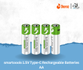 smartoools 1.5V Type-C Rechargeable Batteries AA With Type-C Cable.
