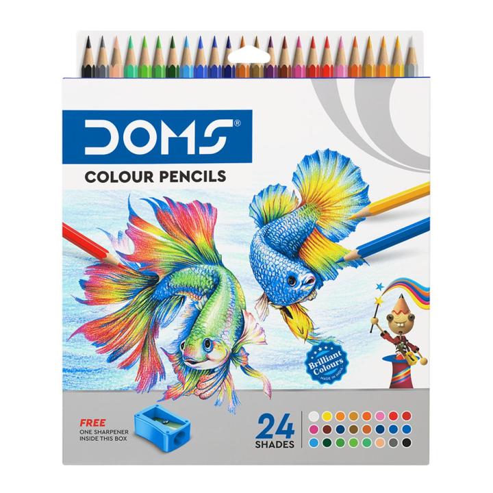 DOMS Non-Toxic Assorted Colour Pencil Set in Cardboard Box 24 pcs