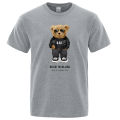 Teddy Bear In Black That Is My Happy Color Clothing Men High Quality T-Shirt Summer Cotton T-Shirts Hop Street Loose Tops. 
