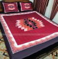 King Size Full Panel Bedsheet With Pillow Cover Chador Set 7.5×8.5 Feet Full Cotton Fabric  Red , Blue , Pink , Green - Bed Sheet - bed sheet home tex. 