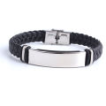 Alien Punk SOS Custom logo Name Engrave Text Leather Bangle Bracelet customize Stainless Steel Bracelets For Women Men ID Bracelet. 
