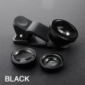 3 in 1 Wide Angle Fisheye Lens and Clip Macro Camera Sets For Mobile Phone Super Wide-Angle + Macro Ultra HD Generic Camera Lens.
