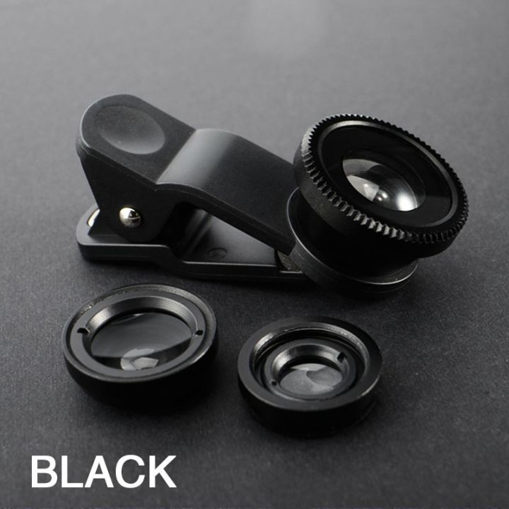 3 in 1 Wide Angle Fisheye Lens and Clip Macro Camera Sets For Mobile Phone Super Wide-Angle + Macro Ultra HD Generic Camera Lens