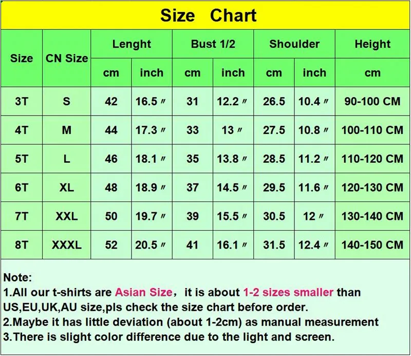 Shirt Year Old Size Chart 2021 Spring Kids Tshirts Year Old Boy Or