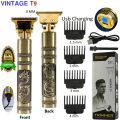 T9 Vintage USB 6500 charging cable with Rechargeable Hair Trimmer metal body Hair Cutting Machine For Men and Women. 