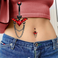 1PCS Red Bat Belly Piercing Jewelry 14G Black Moon Belly Button Ring Rose Flower Navel Ring Barbell Piercing Ombligo For Women.