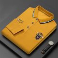 Korean Fashion Men's Polo T-shirt Long Sleeves Embroidered Logo Polo Shirt Lapel Breathable Top Streetwear Loose Ropa Hombres. 