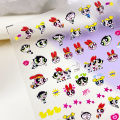 Cartoon The Powerpuff Girls Relief Nail Stickers Nail Art Decorative Accessories SUPER BABY. 