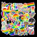 【3C VictoryEagle】50 PCS Cartoon Colorful VSCO Rainbow Stickers Waterproof Sticker to DIY Laptop Bicycle Helmet Car Decals. 