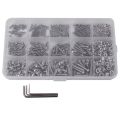 480Pcs on Head 12 Sizes Screw And Nuts Kit,M2 M3 M4 Steel orted Hex Socket Head Cap Bolts Screws Nuts ortment Set Kit.