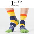 Organic Cotton Five Finger Short Socks Bright Color Stripe Street Fashion Young Casual Harajuku Happy Funny Socks With Toes.