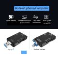 MultiFunctional 6 In 1 Otg Card Reader USB 2.0 Type-C/Type-B/TF/SD Memory Card Reader -Black. 