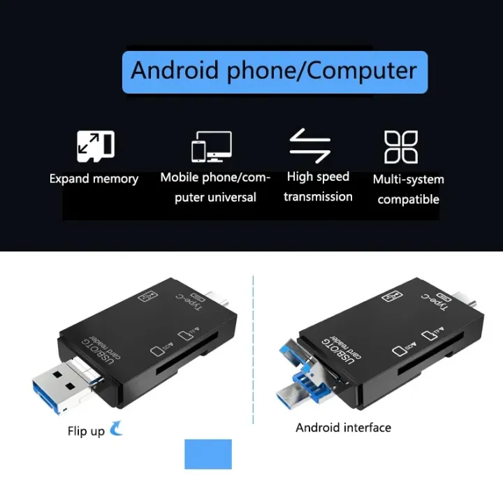 MultiFunctional%206%20In%201%20Otg%20Card%20Reader%20USB%202.0%20Type-C/Type-B/TF/SD%20Memory%20Card%20Reader%20-Black%20-%20Image%204