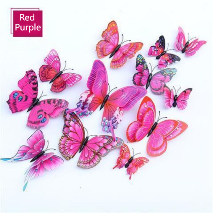 12Pcs%203D%20Three%20Dimensional%20Double%20Layer%20Simulation%20Butterfly%20Sticker%20Refrigerator%20Sticker%20Wardrobe%20Sticker%20-%20Image%2010