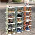 1 pcs Multi-Layer Folding Shoe Rack: 6-Layer Adjustable Plastic Storage for Shoes, Easy to Assemble. 