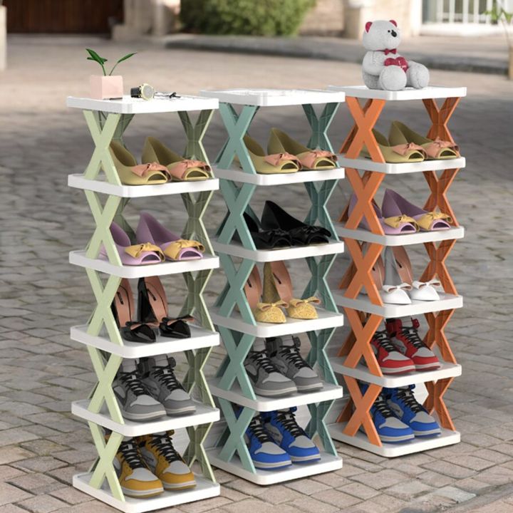 1 pcs Multi-Layer Folding Shoe Rack: 6-Layer Adjustable Plastic Storage for Shoes, Easy to Assemble