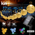 Solar String Lights,Outdoor Multicolor Crystal Globe Bulbs Waterproof Fairy Lights with 8 Lighting Modes,Decoration for Yard--Warm--22m 200LEDS. 