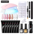 15pcs Set 8 Color Nail Builder Kit Nail Extension Kit with UV Lamp Top Coat Base Coat All-in-One for Nail Starter Different Nail Art Ideas DIY Home Manicure.