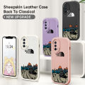 For Realme 8 5G Slim Skin Feeling Cartoon Simple Scenery Leather Back Casing Soft Silicone PU Leather Cover Phone Case. 