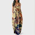 2022 Dress For Women Halter Neck Summer Vintage Texture Print Sleeveless Midi Backless Party Dresses Beach Casual Streetwea. 