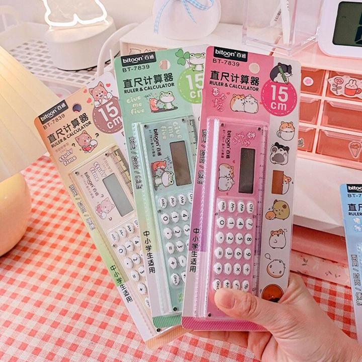 Multifunction Ruler & Calculator 2in1/Cute Cartoon Ruler Calculator Multifunctional Folding Ruler with Calculator 15cm Children's Ruler/Ultra-thin Calculator with Straight Ruler Wavy Ruler Multi function Calculator 15 cm Demon Slayer Anime Ruler