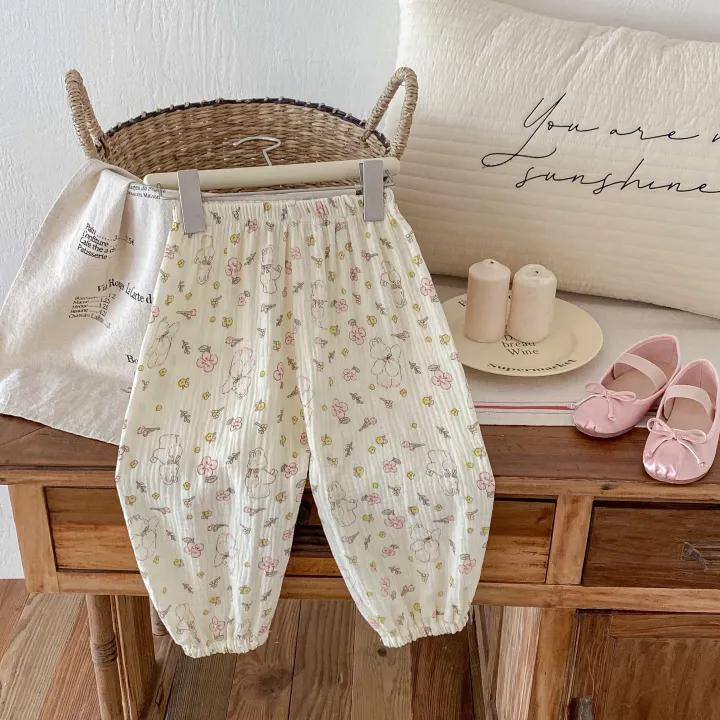 Summer%20New%20Floral%20Pants%20For%20Girls%20Thin%20Cotton%20Versatile%20Trousers%20Toddler%20Fashion%20Full%20Print%20Casual%20Loose%20Mosquito%20Proof%20Pants%20-%20Image%202