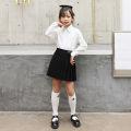 Spring and Autumn Girls College Style School Uniform Set, Elementary School Students, British Style, Big Kids White Shirt, Pleated Skirt, JK Uniform Set. 