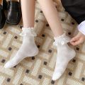 Socks Women Sweet Lace Stockings Lolita Cute Kawaii Black White Bow Cotton Autumn Winter Ruffle Streetwear Harajuku Sox Girls. 