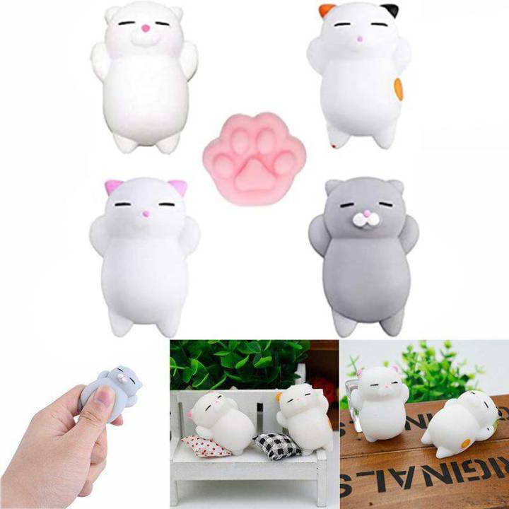 5pcs Squishy Kawaii Cat Mini Squishies Stress Mochi Squishy Toys Mochi Squishies Animal Cat Stress Mochi Animal Toy Gift for Kid