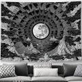NEW Moon Tapestry Star Tapestries Black and White Tapestry Wall Hanging, Dark Psychedelic Clouds Mountain Aesthetic Wall.