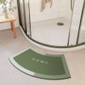 Curved bathroom floor mat, diatom mud absorbent non-slip floor mat, toilet floor mat, semi-circular fan-shaped shower room floor mat. 