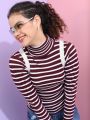 Pantoneclo Premium Quality Women's High Neck Winter Large Stripe Sweater. 