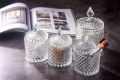 350ml Crystal Diamond Faceted Jar with Crystal Lid,Suitable as A Candy Bow.