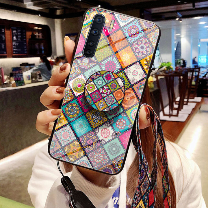 Phone%20case%20OPPO%20A91%20case%20Shiny%20Gold%20Foil%20Phone%20Soft%20with%20Bracket%20Lanyard%20Patterned%20Glass%20Shell%20For%20OPPO%20A91%20Protective%20Back%20Cover%20-%20Image%204