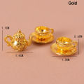 1Set 1:12 Dollhouse Miniature Teapot Cup Saucer Metal Tea Set Dining Table Model Decor Toy Doll House Accessories Fayshow. 