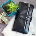 Avro Premium Long Purses Genuine Soft Cow Leather Money Bag For Men Bifold Black Long Wallet for Men Money Purses. 