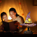 USB Powered Resin Lamp Resin Witch Hat Light Gothic Wizard Shape Ornament Lamp for Bedroom for Living Room Decor Yellow.