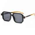 2024 New Vintage Square Double Beam Fashion Sunglasses tofu pudding Mirror Leg Design Street Shoot INS Flat Mirror Female.