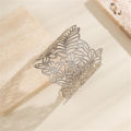 Metal Hollow Flower Leaf Bangles For Women Open Adjustable Wide Cuff Bracelet Party Wedding Jewelry WANNA.