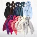 【NEW】 Fashion Korean Solid Color Scrunchies Long Hair Rope Hair Ties For Women Ponytail Scarf Sweet Elastic Hair Band Hair Accessories.