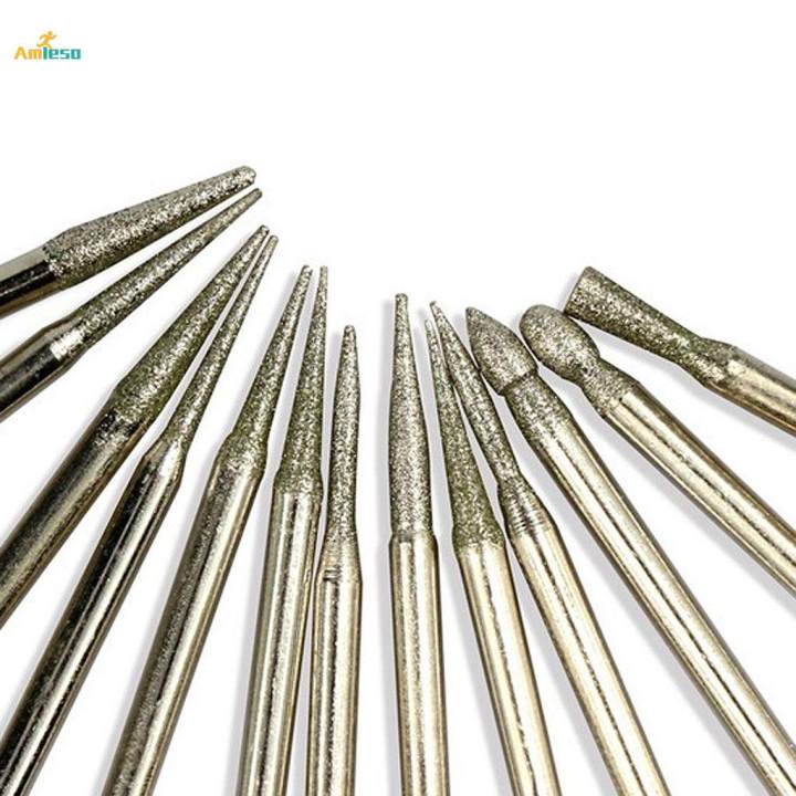 30 Packs Diamond Point Burr Bits Drill Accs Alloy 3mm Diameter Shanks ...