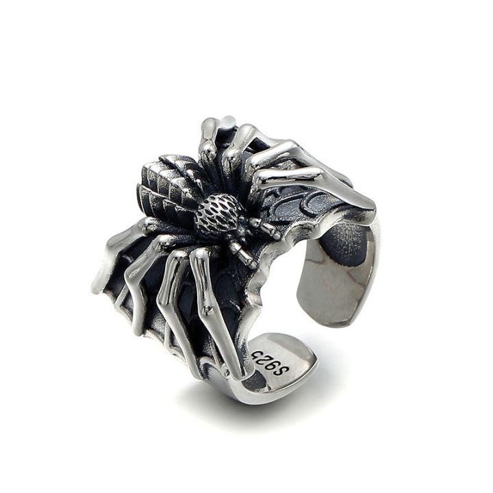 Punk Style Spider Opening Ring for Men Dominant Trendy Fashion Animal Rings Jewelry Boyfriend Gifts Accessories