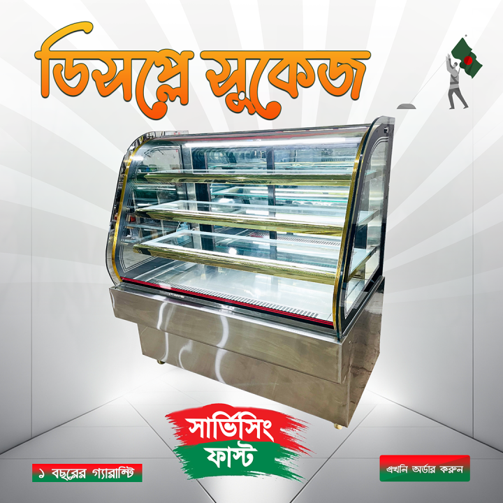 Cake Display Showcase And Bakery Display Showcase Counter with Curved or Square Glass Commercial Refrigerator And Normal System