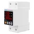 TAXNELE 63A 230V 3 IN1 Display Din Rail Adjustable Over Under Voltage Surge Protector Relay Over Current Protect Kwh Power Watt Meter. 