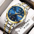 Swiss Genuine Business Fully Automatic Movement Watch Dual Calendar Waterproof Luminous Steel Band Men's Watch Non-Mechanical Men's Watch. 