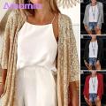 Shining Sequins Outwear Sparkling Sequin Party Cardigan Stylish Loose Fit Jacket for Women Perfect for Autumn Winter Events Southeast Asian Buyers' Favorite Front Placket Design Women Coat.