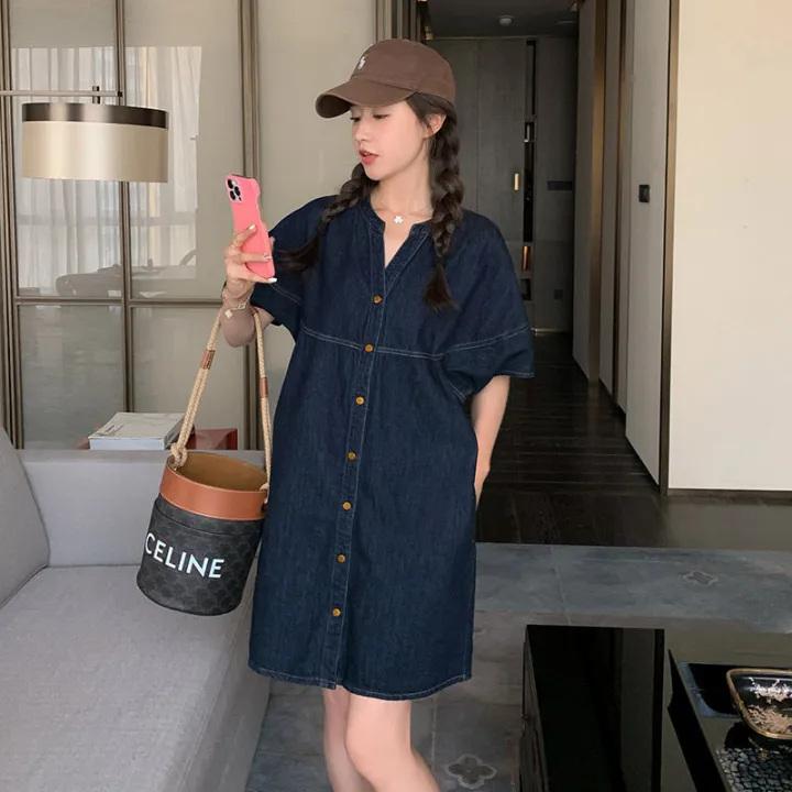 Large%20Size%20Loose%20Dress%20Summer%20Thin%20Denim%20Dress%20Mid-Length%20Korean%20Style%20Hong%20Kong%20Style%20High-End%20Pregnancy%20Can%20Also%20Be%20Worn%20-%20Image%206