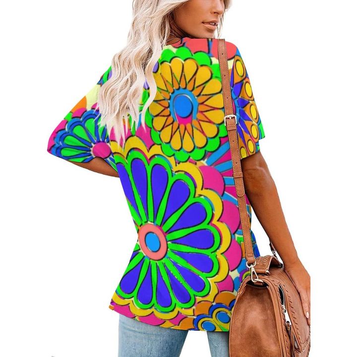 Women%20Colorful%20Flower%20T%20Shirts%20Bright%20Hippy%20Cartoon%20V%20Neck%20Street%20Wear%20Oversized%20T-shirt%20Girls%20Cute%20Tee%20Shirts%20Summer%20Clothing%20-%20Image%202